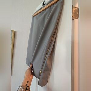 Vintage Express Gray Pencil Skirt with Gold Zipper